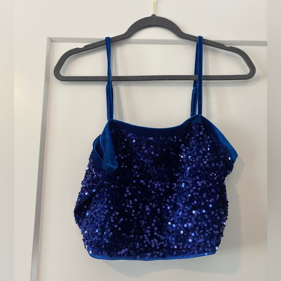 Allegra K Royal Blue Sequin Top - Picture 1 of 2